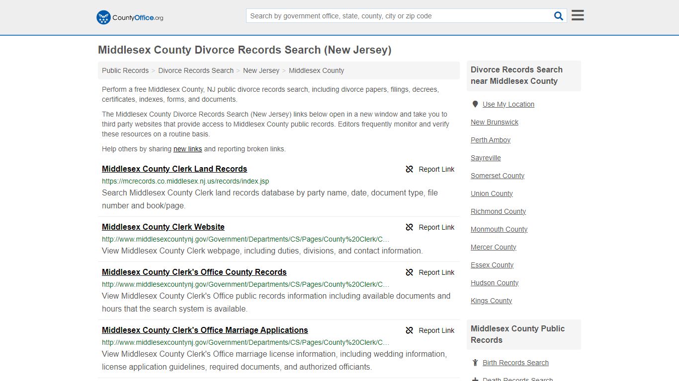 Middlesex County Divorce Records Search (New Jersey) - County Office